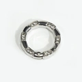 Silver round spring ring with bamboo pattern and clear rhinestones for DIY crafts - Segmented Rhinestone Ring / Silver