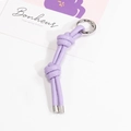 Portachiavi in pelle intrecciata lavanda fai-da-te con anello in metallo argento - Viola