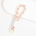 Correa de muñeca tejida blanco crema con costuras rosas y gancho de resorte - Beige