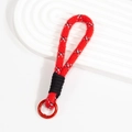 Correa de muñeca de cuerda roja con detalles negros y anillo metálico para teléfono - Rojo