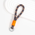 Correa corta de felpa gris oscuro con motivos naranjas y clip de resorte - gris oscuro