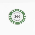 Green acrylic poker chip charm featuring 200 face value and Poker Club logo - Number 200