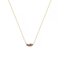 Detailed close-up of 18k gold-plated O-chain necklace featuring five purple gemstones - February / Amethyst