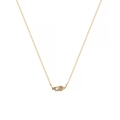 Detailed close-up of 18k gold plated necklace with central round cubic zirconia pendant - April/Diamond Clear