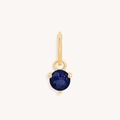 Polished gold stainless steel geometric pendant featuring a faceted blue birthstone - September Gold