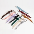 Handcrafted leather braided keychain strap in 10 assorted colors with silver metal clasp - Solid Random Color