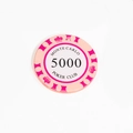 Ciondolo chip Monte Carlo Poker Club 5000 rosa realizzato in materiale acrilico - Numero 5000