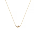 Macro shot of 18k gold plated titanium necklace featuring white opal cluster pendant - October
