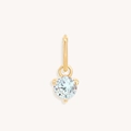 Macro detail of gold birthstone pendant with round zircon in a three-prong setting - March Gold