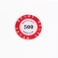 Ciondolo chip poker Monte Carlo 500 in acrilico rosa e rosso con motivo a corona - Numerico 500