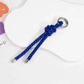 Handwoven bright blue braided keychain cord with silver round spring buckle attachment - Double Strand-Royal Blue