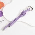 Handwoven purple strap key ring with durable silver spring clasp for bags and phones - Double Strand-Purple