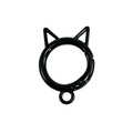 Cat ear shaped spring O-ring buckle in glossy black alloy finish for DIY keychains - Painted Black