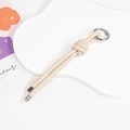 Handcrafted cream leather knotted lanyard with silver metal ring for bags and keys - Solid Milk Tea