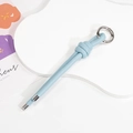 Handwoven light blue leather keychain with silver metal spring buckle for DIY bags - Solid Light Blue