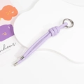 Handmade light purple leather cord keychain with a silver metal ring and knotted design - Solid Light Purple