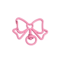 Pink bow-shaped metal lobster clasp with heart cutout for DIY keychains and phone charms - Peach