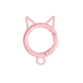 Pink cat ear shaped spring carabiner ring made of alloy for DIY keychain accessories - Painted Pink