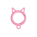 Pink cat-ear shaped alloy spring gate ring for DIY keychain and charm accessories - Lacquer Peach