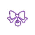 Purple bow-shaped metal keychain clip with heart cutout and swivel ring on white background - Deep purple