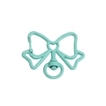 Mint green bow-shaped metal lobster clasp with heart cutout and swivel ring - Dark Emerald