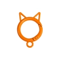 Orange cat ear shaped spring gate ring alloy keychain accessory for DIY crafting - Painted Orange