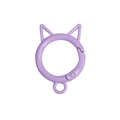 Lavender cat-shaped metal spring ring buckle with matte finish for DIY keychains - Painted Purple
