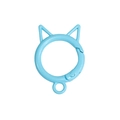 Sky blue cat-shaped alloy spring clasp with matte finish for DIY keychain making - Painted Sky Blue