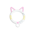 Cartoon cat shaped spring clasp in white, pink and yellow enamel finish for DIY - Hand-Painted White