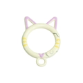 Cat shaped spring snap hook in beige alloy with purple ears and heart charm for DIY keys - Hand-Painted Beige