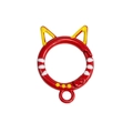 Red cat-ear shaped alloy spring clasp with hand-painted yellow and white details - Hand-Painted Red