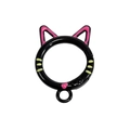 Black cat shaped metal spring ring buckle with pink ears for DIY keychains - Hand-Painted Black