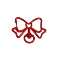 Red bowknot shaped metal lobster clasp with heart cutout and 360-degree swivel ring - Red