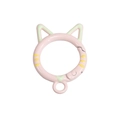 Pink cat-shaped spring ring keychain with hand-painted ears and whiskers DIY accessory - Hand-Painted Light Pink