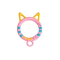 Pink cat-ear shaped spring buckle with yellow ears and colorful polka dots - Hand-painted Peach
