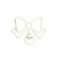 White butterfly shaped metal keychain clasp with heart center and swivel ring for DIY craft - Off White