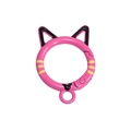 Pink cat-shaped metal spring ring keychain hook for DIY accessories and crafts - Hand-Painted Rose Red