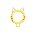 Cute yellow cat-shaped spring ring clasp with orange stripes for DIY keychains - Hand-Painted Light Yellow