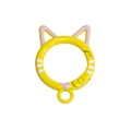 Cat shaped spring ring keychain in yellow with purple details and DIY hook clasp - Hand-Painted Dark Yellow