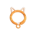 Orange cat ear spring gate ring with yellow stripes for DIY keychain accessories - Hand-Painted Orange