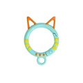 Light blue cat ear spring ring keychain accessory with orange and yellow hand-painted details - Hand-painted Emerald Green