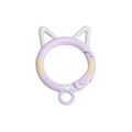 Cute purple cat head shaped metal spring ring clasp for DIY keychains and bag accessories - Hand-Painted Light Purple