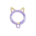 Cat ear spring buckle key ring in light purple and yellow hand-painted metal - Hand-Painted Purple