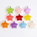 Lot de 10 pendentifs étoiles colorés en acrylique pour bijoux DIY et porte-clés - Grande Étoile - Couleur Aléatoire
