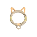 Hand-painted khaki cat-shaped metal spring ring keychain DIY accessory with orange ears - Hand-Painted Milk Tea