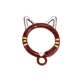 Brown cat shaped metal spring ring clasp with hand painted yellow stripes for DIY keychains - Hand-Painted Ankara Red