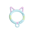 Light blue cat-shaped metal spring clasp with pink ears and whiskers for DIY keychains - Hand-Painted Water Blue