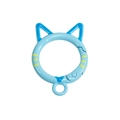 Light blue cat-shaped spring ring keychain hook with hand-painted yellow stripes - Hand-Painted Sky Blue