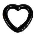 Glossy black heart-shaped metal spring carabiner buckle for DIY keychains and accessories - Heart - Black