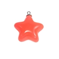 Star-shaped acrylic pendant in vibrant coral orange with a silver metal loop - Large Star - Rose Red
